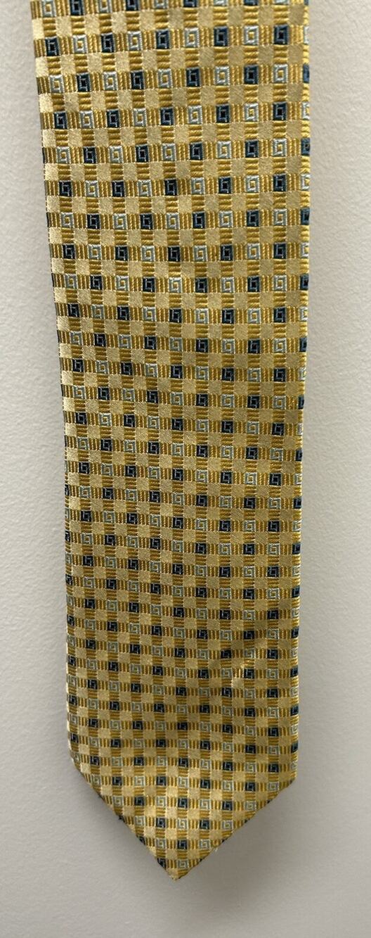 Canali Men’s Yellow Blue Silk Print Tie Worn Once